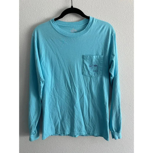 Vintage Guy Harvey Long Sleeve Pocket Tshirt Size S Fishing Outdoors - Picture 1 of 7